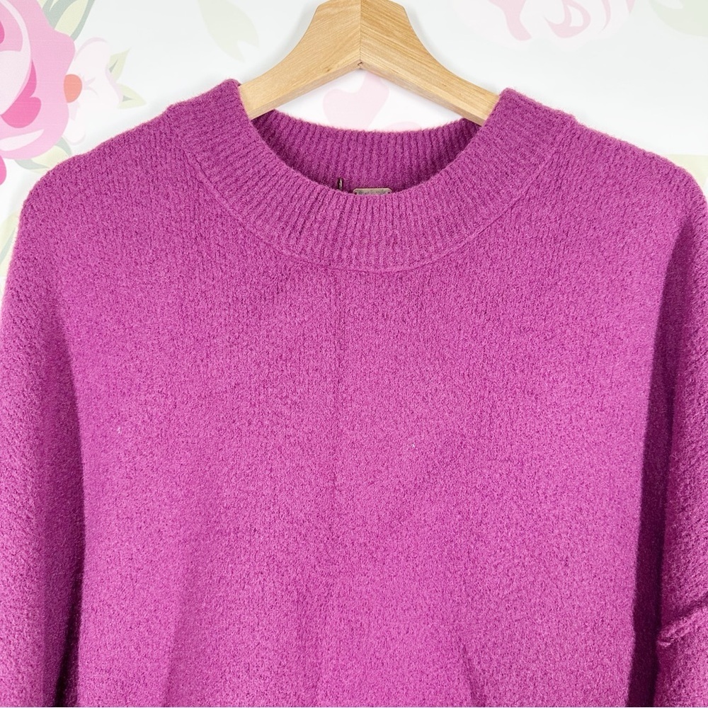 Free People Peaches Tunic Sweater Plum Caspia Hi Lo Mock Neck Sweater M - Picture 5 of 10